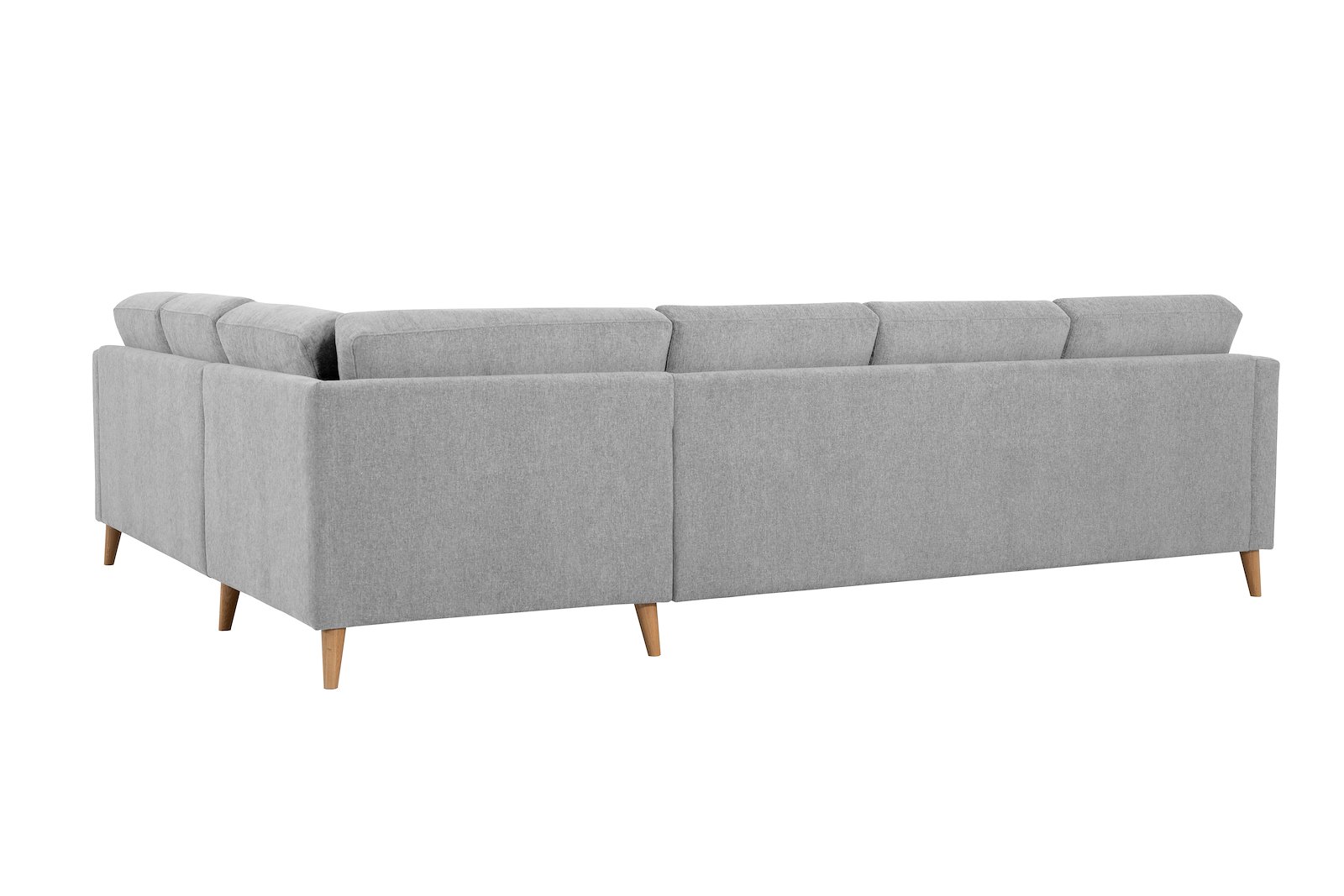 Eden hjørnesofa 32 hjørne i tekstil Thor 3/1 Light Grey med ben i eik natur (15137).