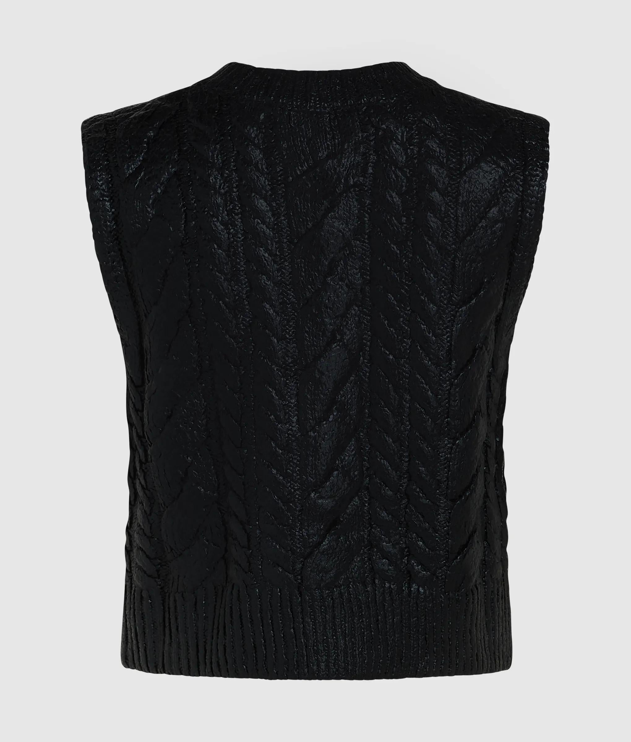 Kort gebreid vest met kabelpatroon