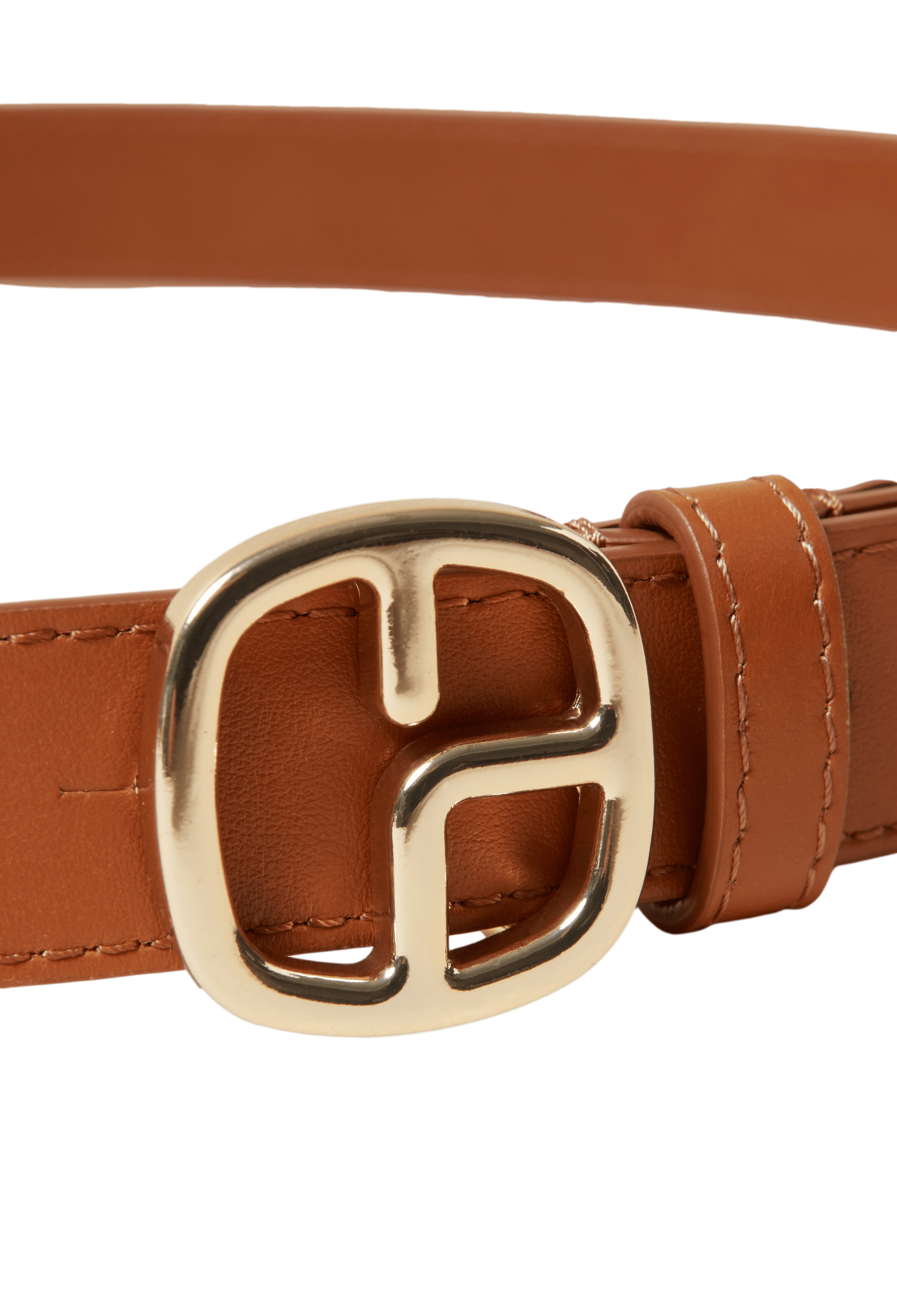Ceinture boucle monogramme en cuir| Marron