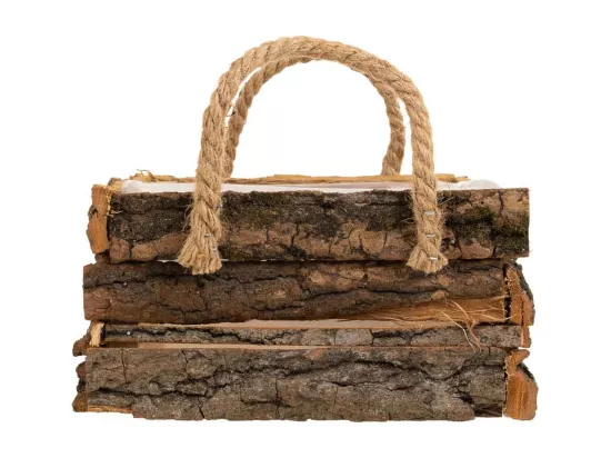 Panier en bois avec poignées marron 20x20x10h