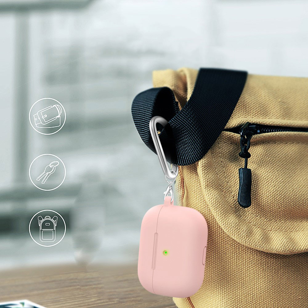 AirPods (3. Generation) Silikon Schutzhülle Abdeckung mit Karabinerhaken - Rosa
