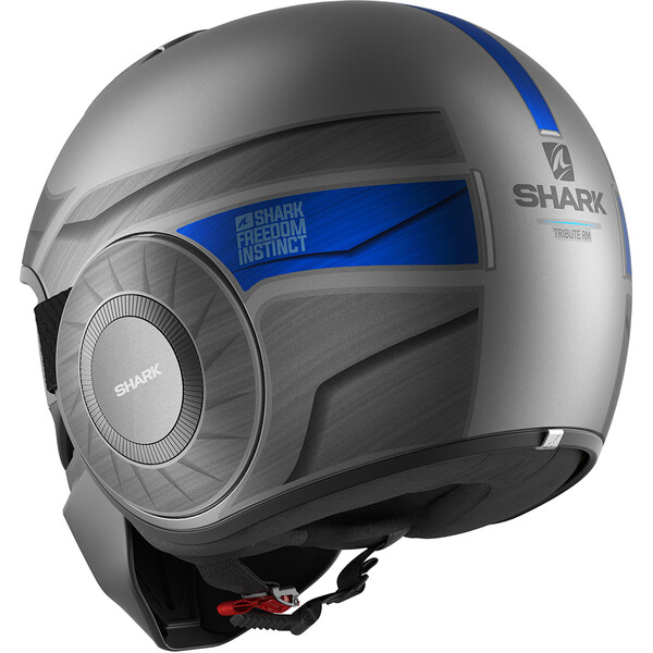 Shark - Casque Street Drak Tribute RM Gris Mat / Chrome / Bleu