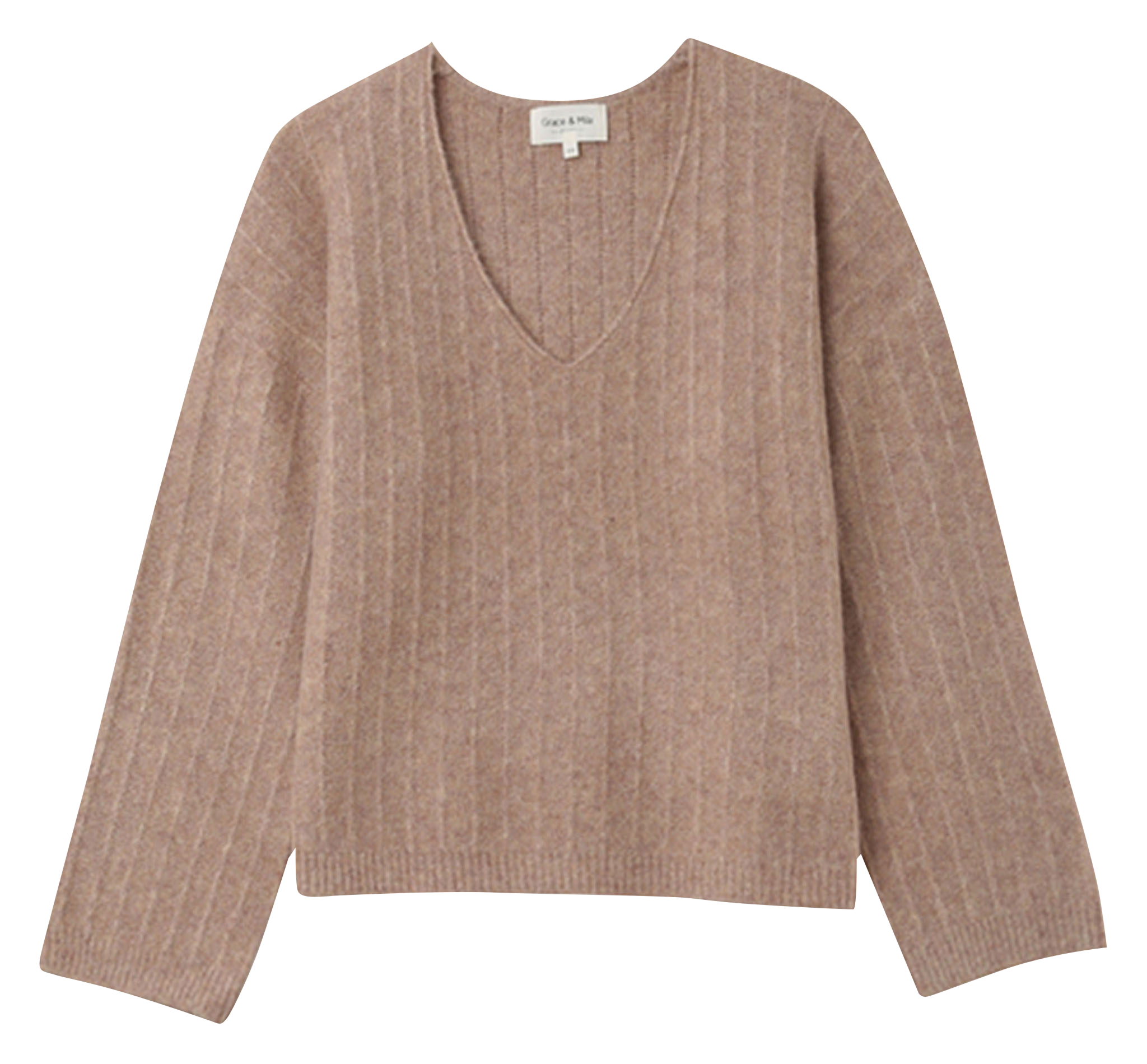 NANCY - Pull ample col V en maille | Gris