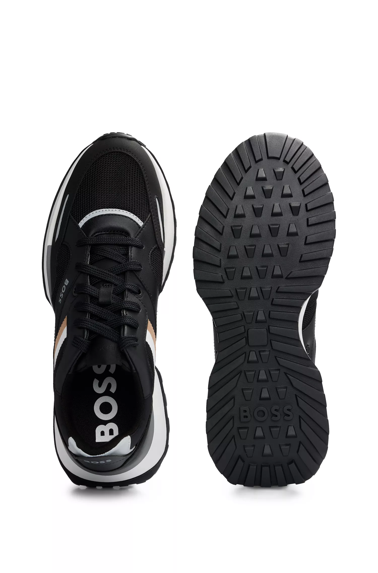 Tênis BOSS preto estilo corrida com sola de borracha EVA