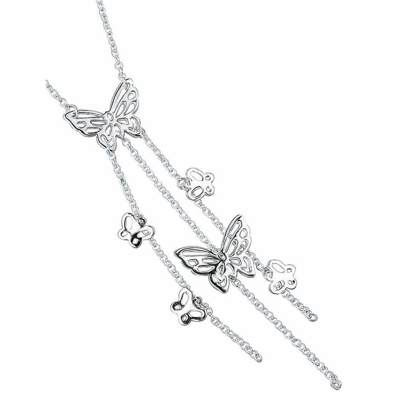 Collier papillons et sa Chaine de 51 cm en argent 925/1000
