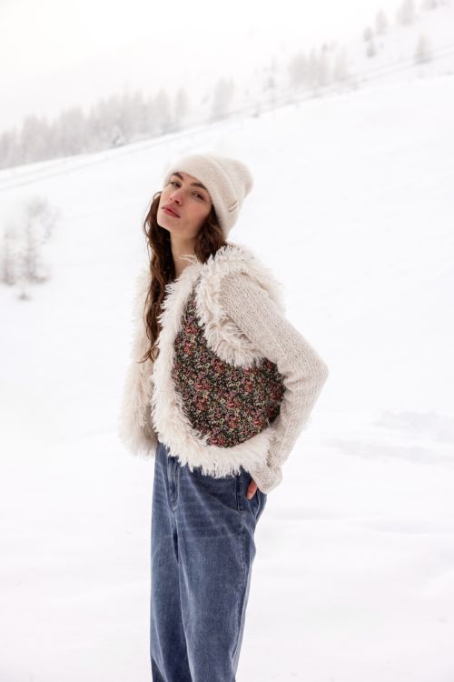 Multikleur furry gilet reversible