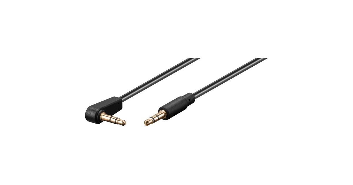 goobayAUX Audio Connector Cable, 3.5 mm Stereo kabel  (Zwart, 1 meter, 90°)