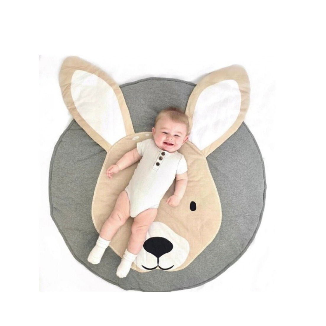 (Ø80cm) Baby Stoff Boden Kissen Runde Spielmatte Weiche Krabbel Decke Spiel Teppich - Reh
