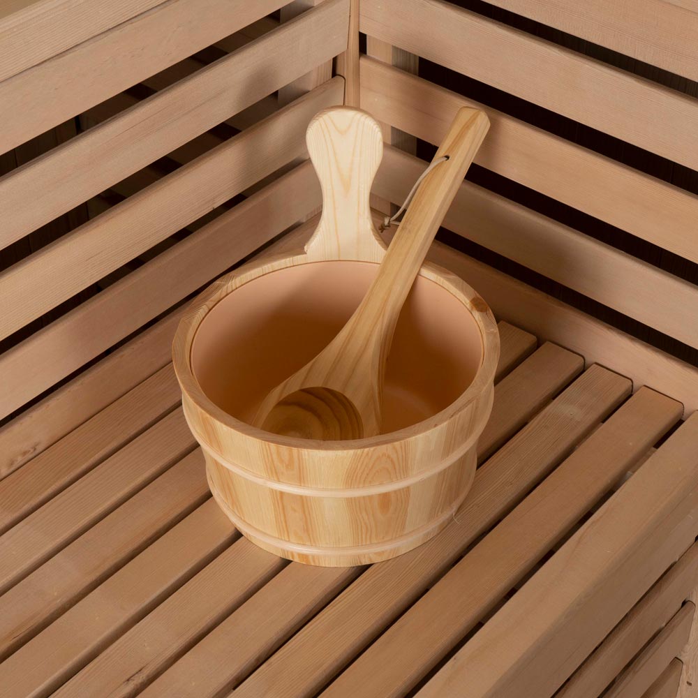 HOME DELUXE Traditionelle Sauna SKYLINE BIG - XL mit Kunststeinwand