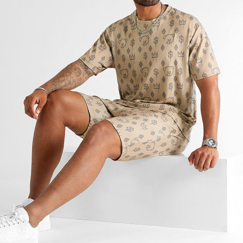 Ensemble Tee Shirt Oversize Et Short Jogging Maison de Couture 0055 0058 Camel