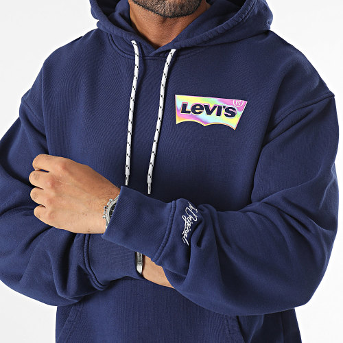 Sweat Capuche Relaxed Graphic 38479 Bleu Marine