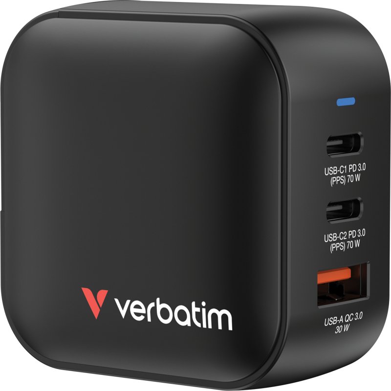Verbatim Mini GaN Charger 70W Universel Noir Secteur Charge rapide Intérieure