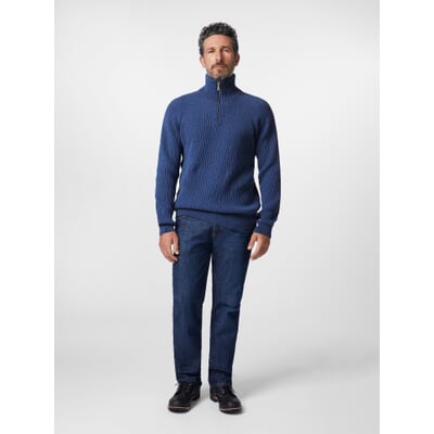 Herren-Stricktroyer, Stahlblau