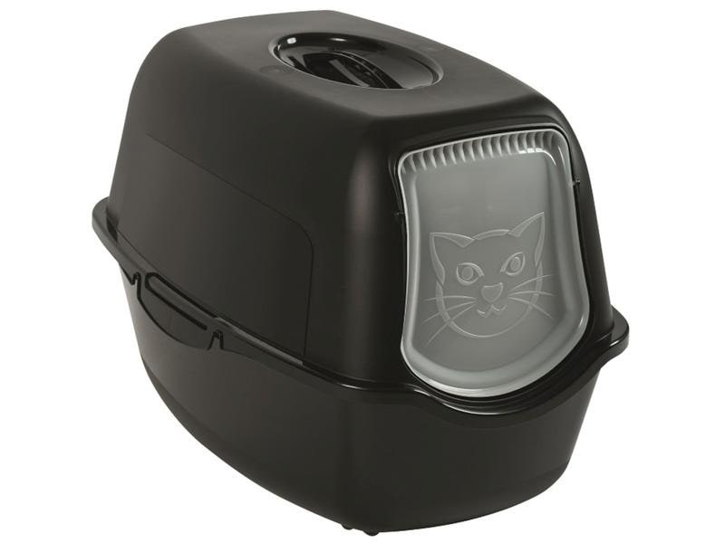 Rotho Katzentoilette Bailey Eco, Schwarz Geschlossenes Katzenklo aus recyceltem Kunststoff