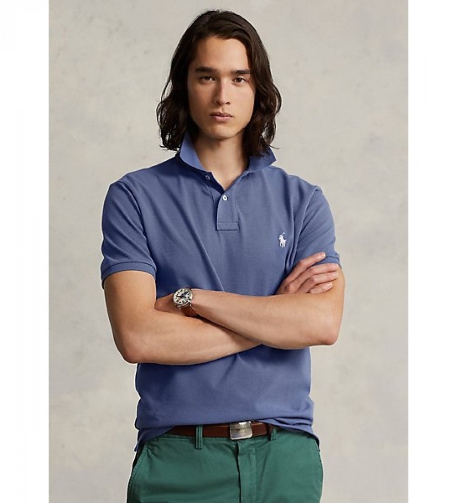 Polo Ralph Lauren Custom Slim Fit Piqué em Azul Lilás