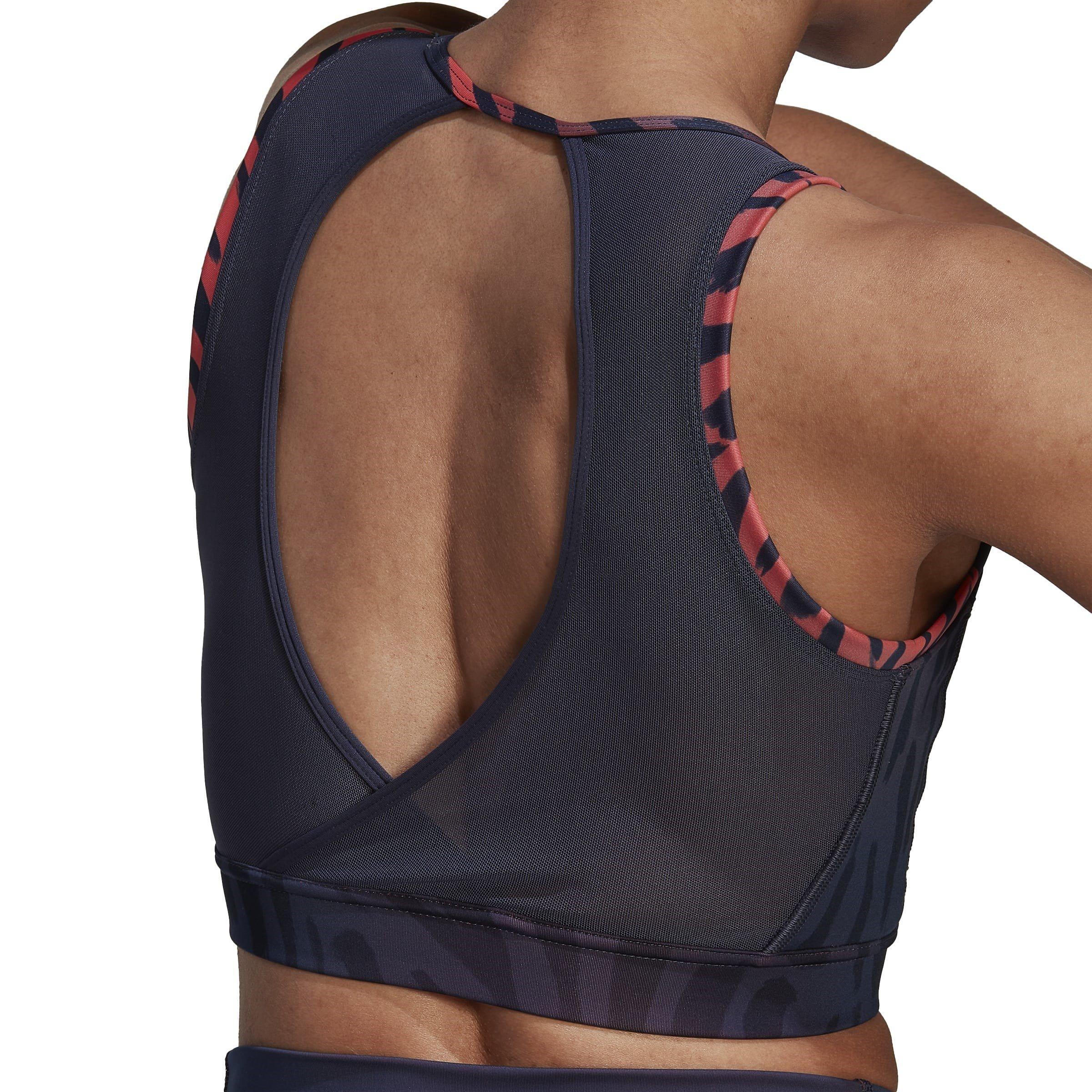 adidas Training Light Support Long Line Tiger Print Bra Womens