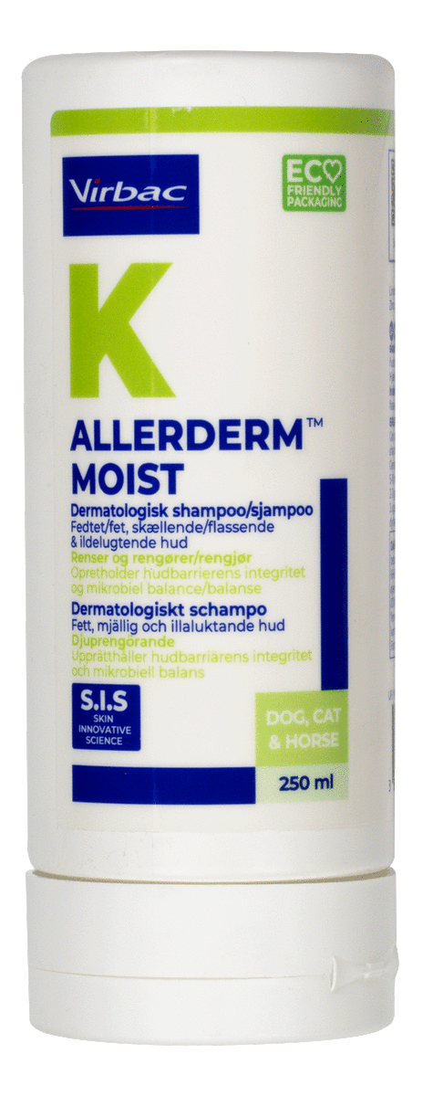 Virbac Allerderm Moist shampoo, fedtet og skællende hud - 250 ml