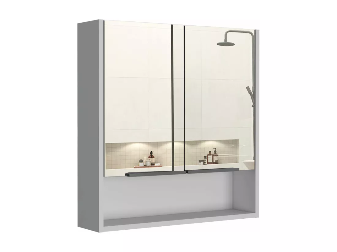 Trousse de secours Jaspe en mélamine, avec miroirs, 62.48 cm X 59.94 cm X 13.97 cm , Blanc