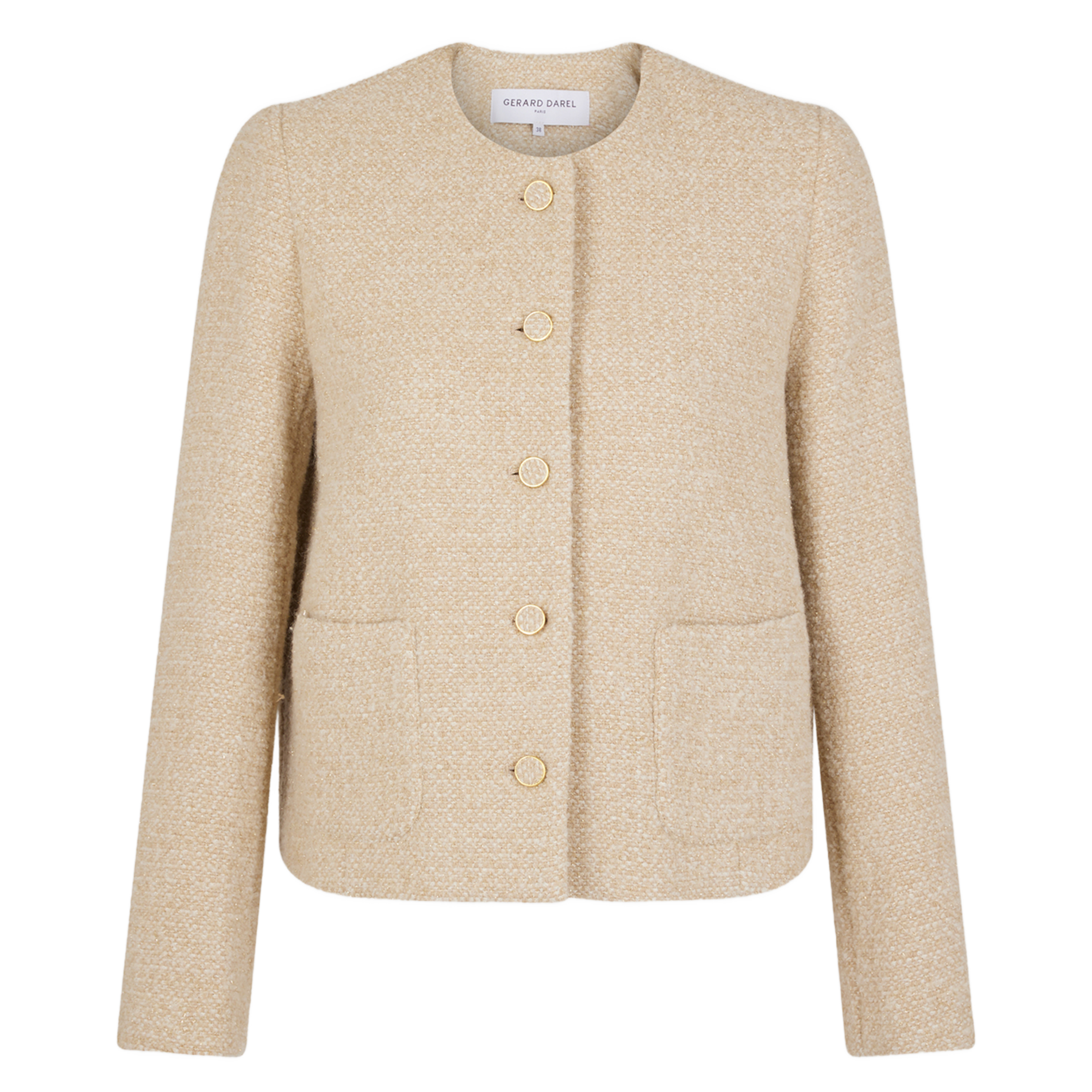 MALIA - Veste droite à col rond | Beige