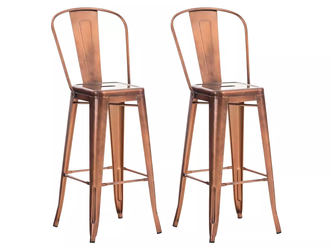 Lot de 2 Tabouret de bar - Métal & Métal - Cuivre - Aiden