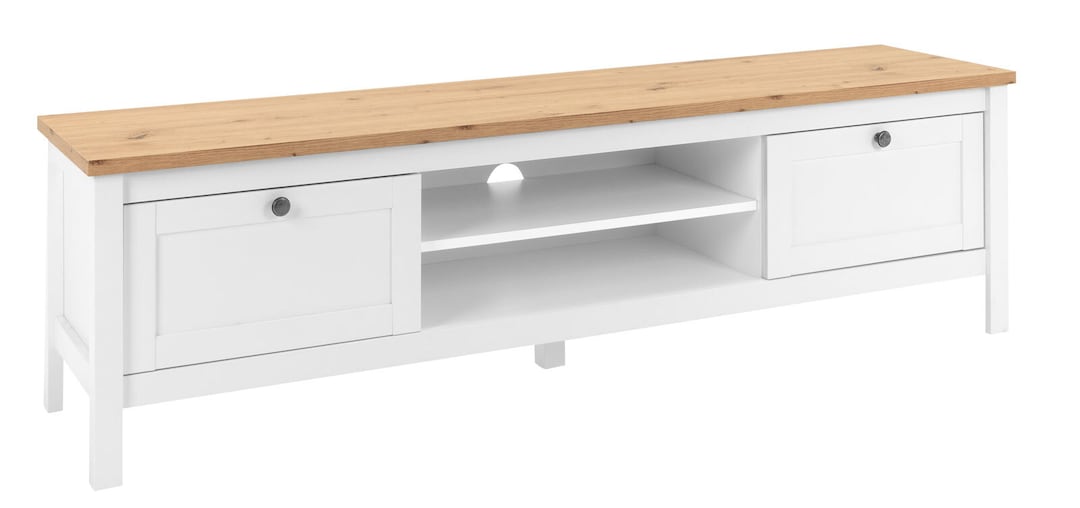 TV-Lowboard BERGEN 160 x 45 cm weiß/Artisan Oak