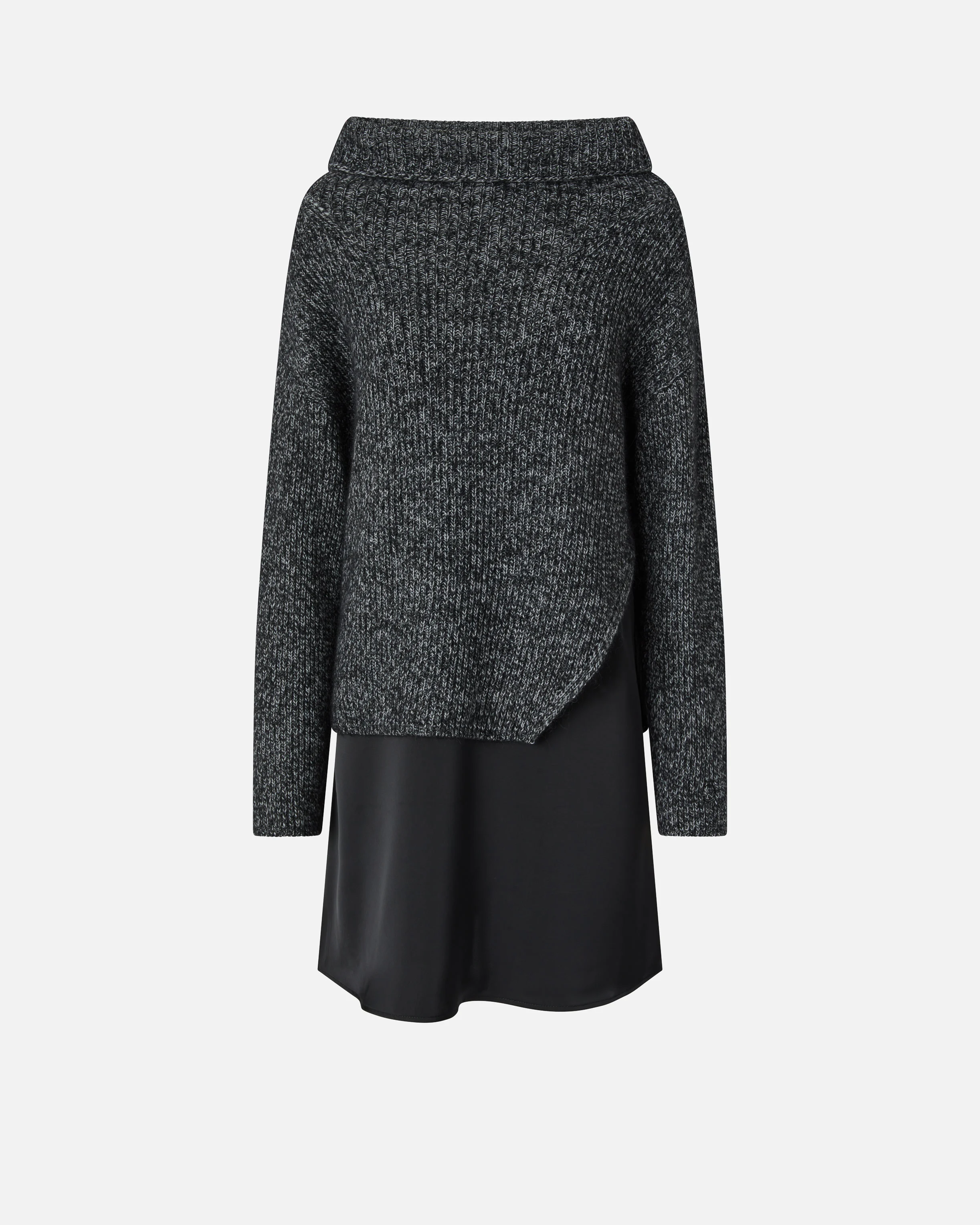 Robe bi-matière avec pull en alpaga mélangé | Multicolore