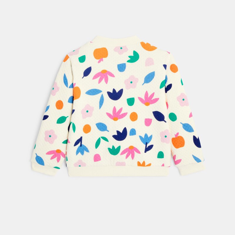 Gilet à pressions bébé fille jersey pointelle imprimé fleuri blanc Catimini Blanc
