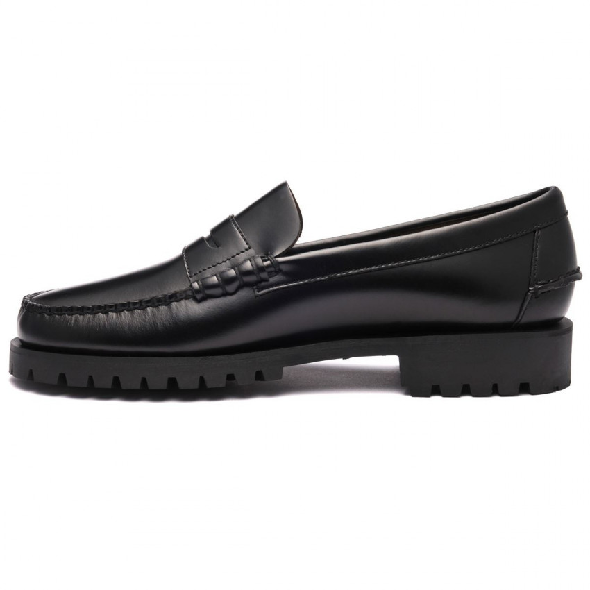 DAN LUG NOIR-Mocassins semelle crantée pour homme en cuir