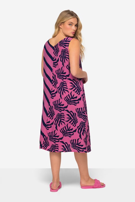 Kleid, A-Line, Print-Mix, V-Ausschnitt, ärmellos