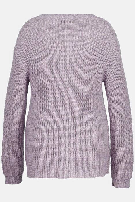 Strickjacke, Metallic-Effekt, Oversized, Patentstrick, lavendel