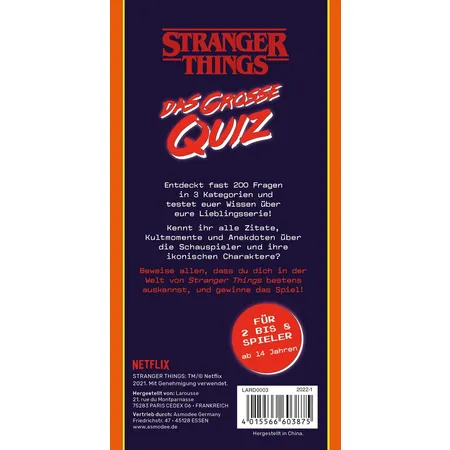 Asmodee Larousse Stranger Things Das große Quiz
