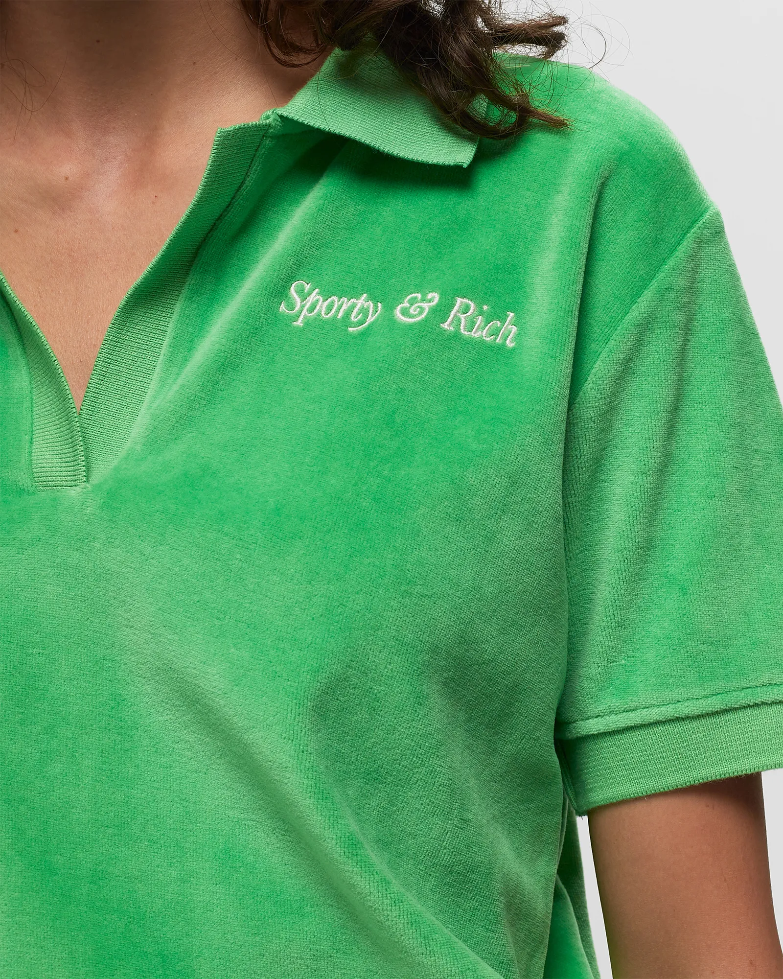 Sporty & Rich Italic Logo Embroidered Polo