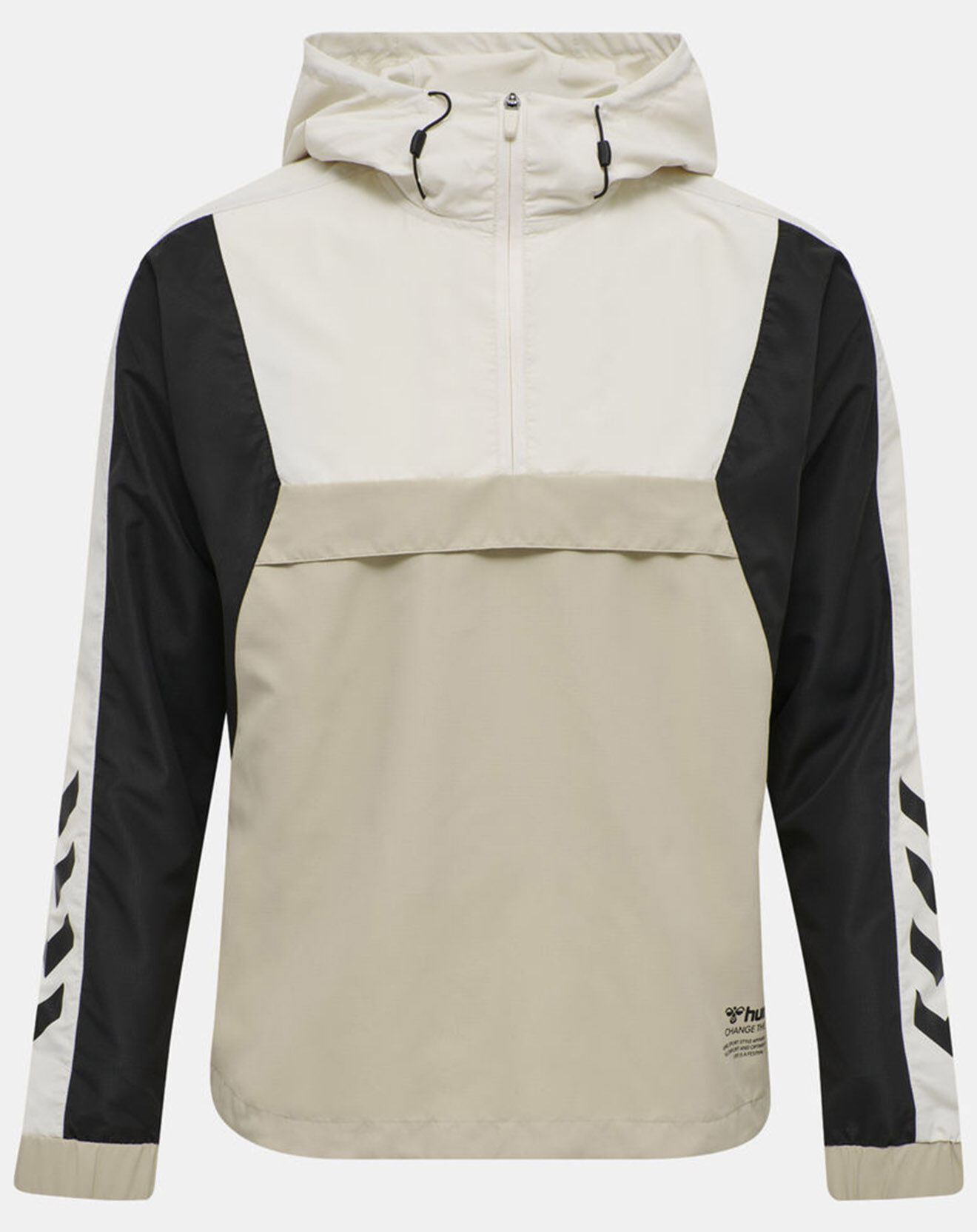 Hummel Blouson fin coupe-vent à enfiler demi zip beige/noir