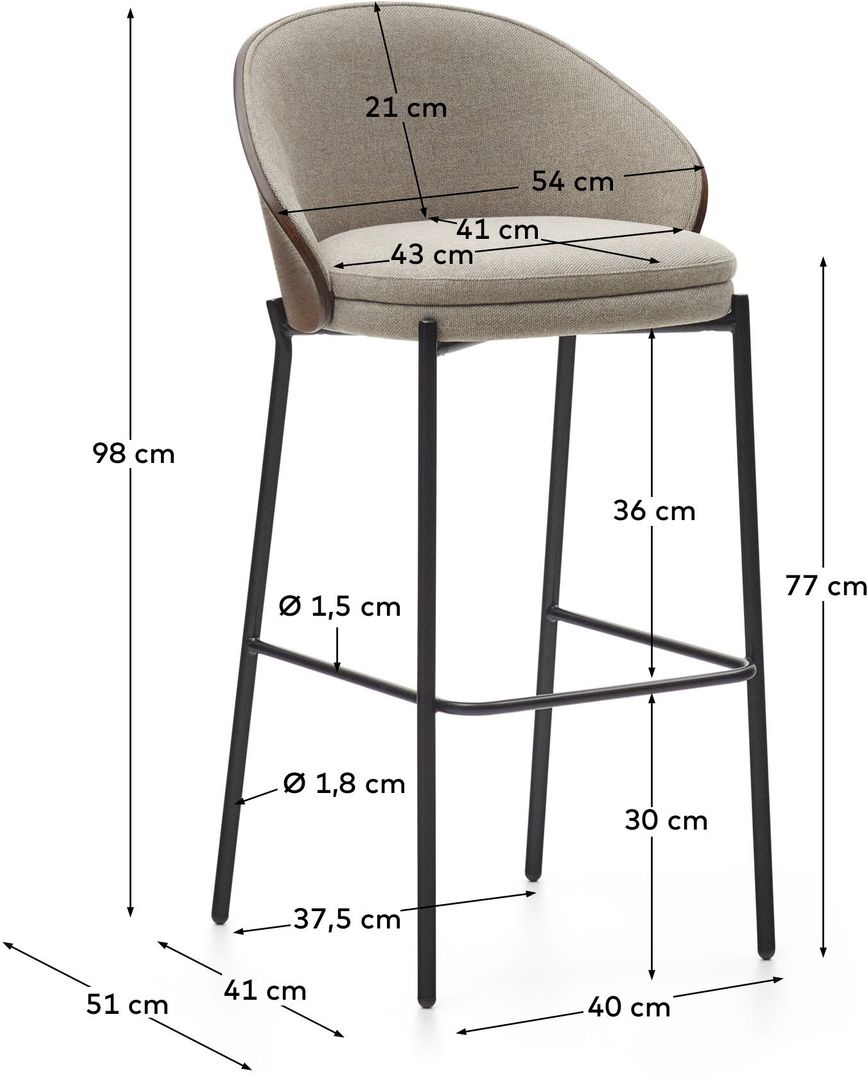 Kave Home   Eamy Hoog Barstoel