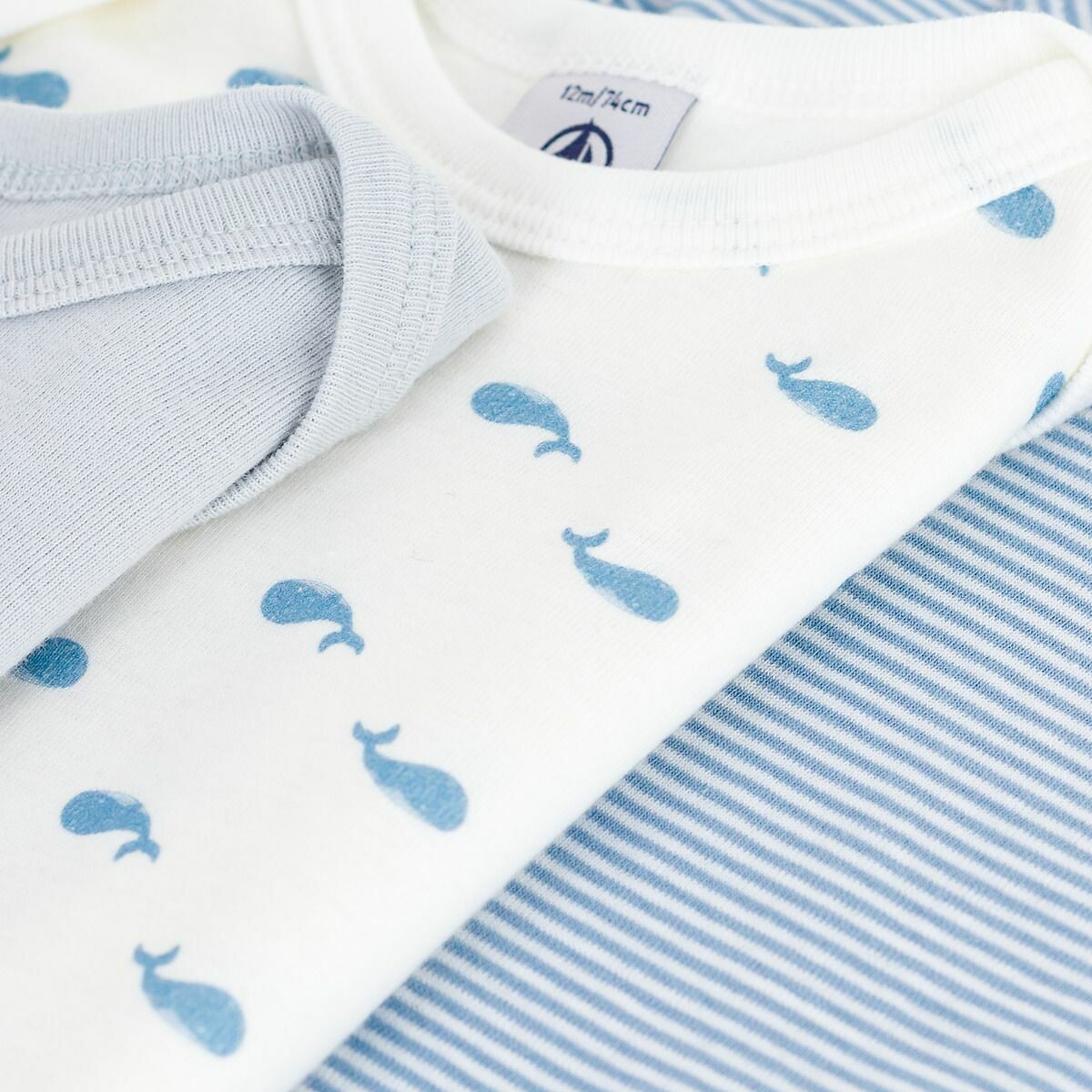 PETIT BATEAU<br>Conjunto de 3 bodies de manga comprida
