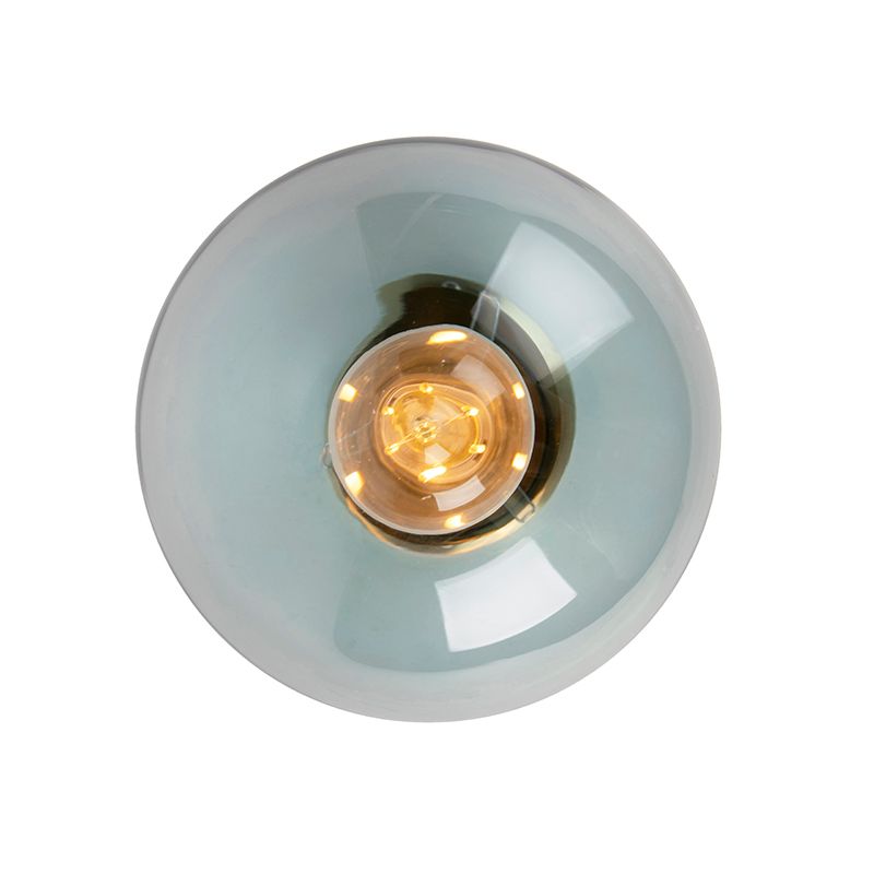 Art Deco plafondlamp messing met blauw glas - Pallon