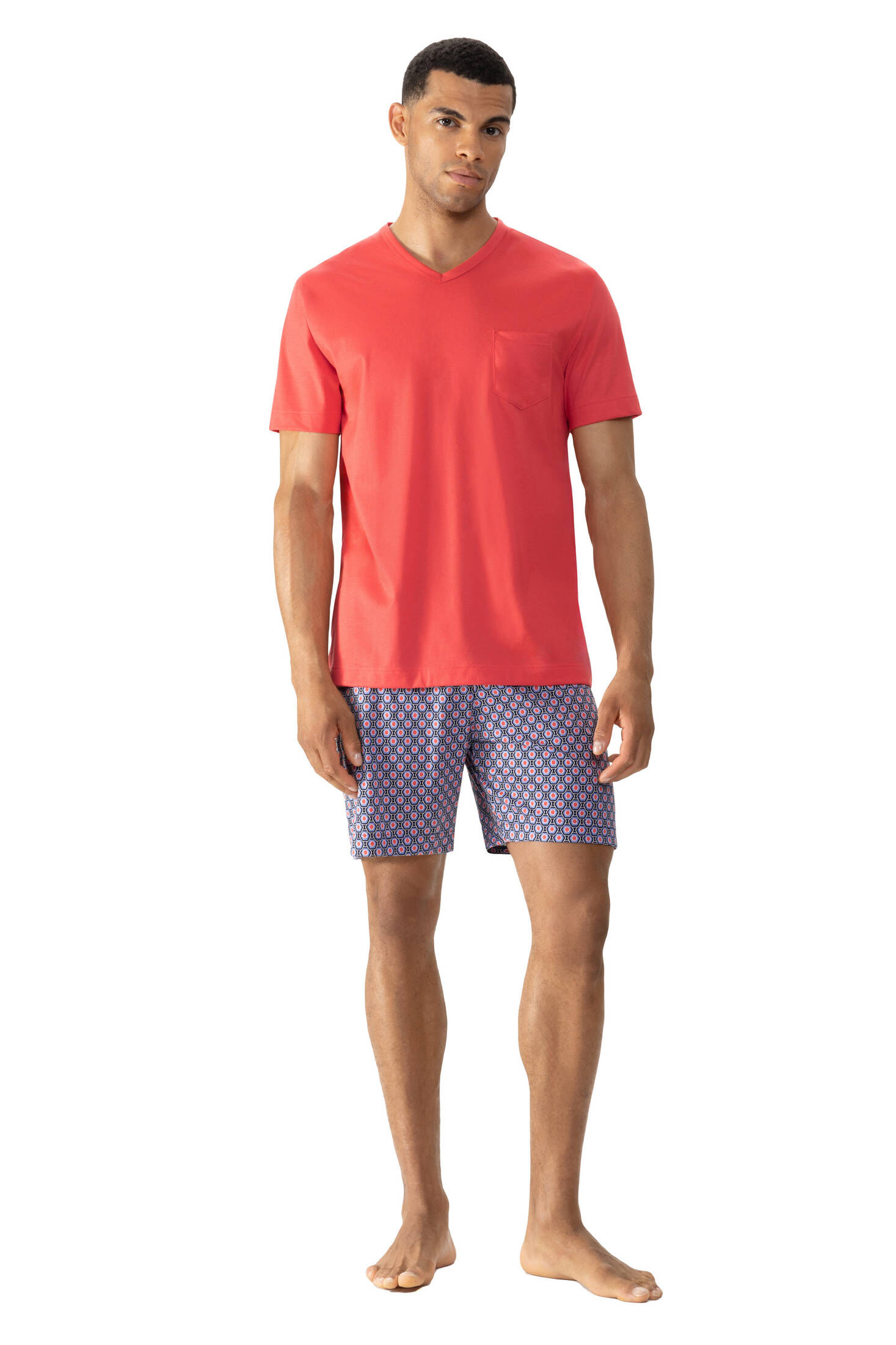 mey| Herren Schlafanzug Serie Red Geo