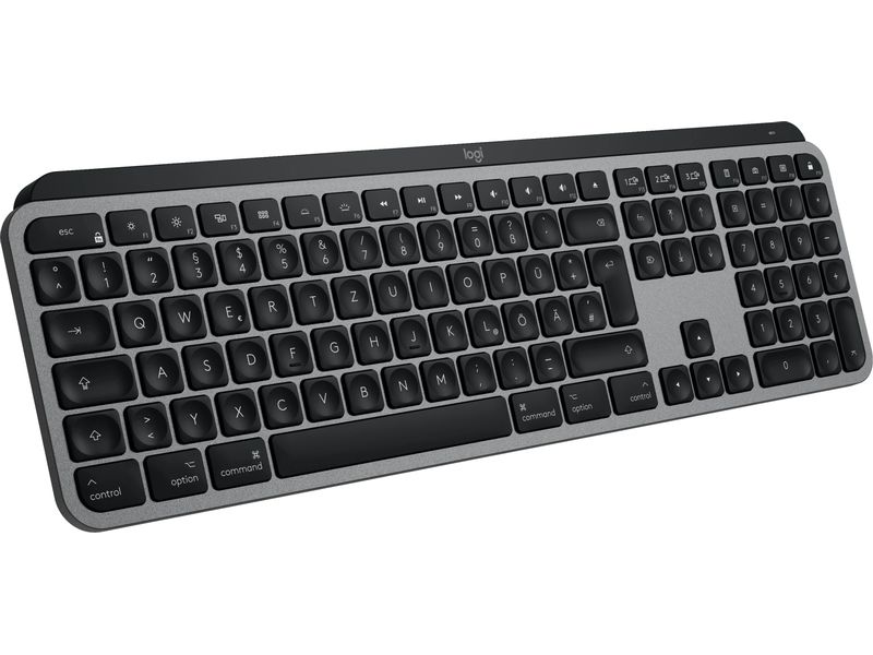 Logitech Tastatur MX Keys S for Mac Space Grey CH-Layout Komfortable Tastatur mit Multi-Device Kopplung und intelligenter Beleuchtung – Entwickelt für Mac