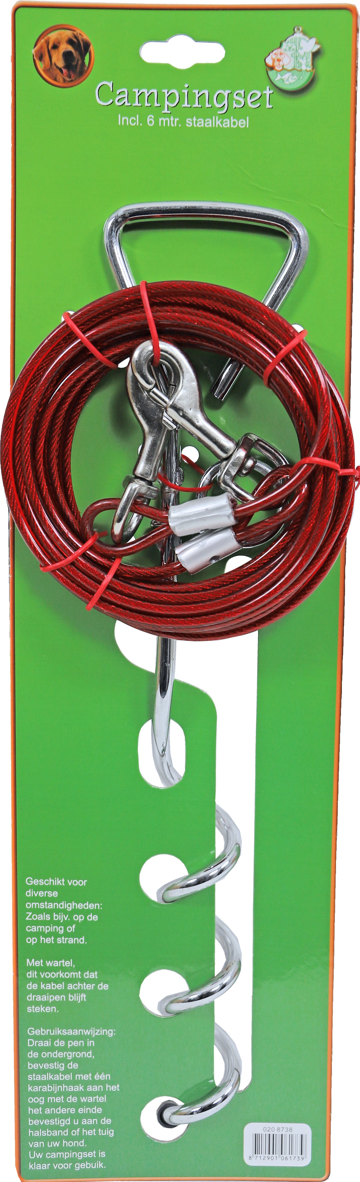 Boon campingset met staalkabel en draaipen 6 m
