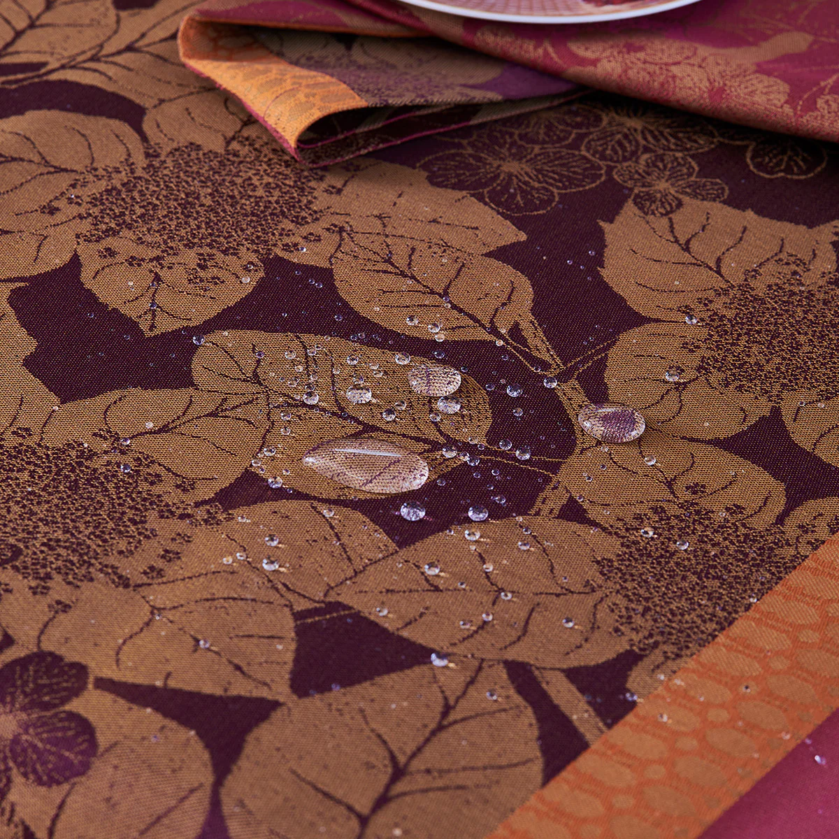 Nappe antitache déperlant pur coton orange 115x115 Garnier Thiebaut
