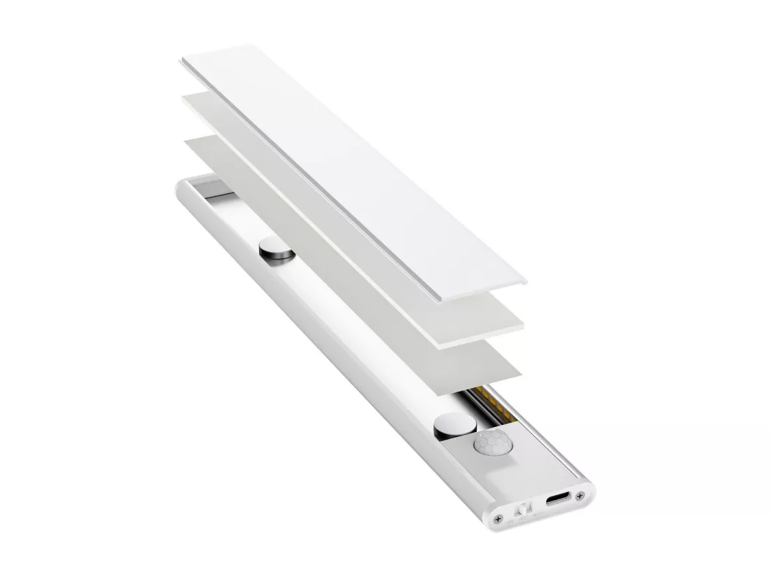 Barre LED 25cm avec Détecteur de Mouvement et Batterie Rechargeable USB C 4000K Blanc neutre