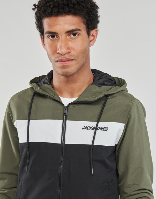 Jack & Jones - JJERUSH HOOD BOMBER - Kaki / Blanc / Noir