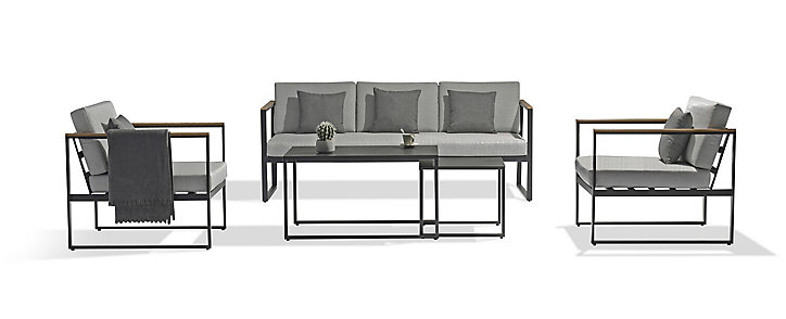Salon de jardin bas Lucca aluminium anthracite DCB Garden 5 personnes