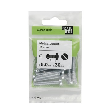 KARWEI metaalbout verzinkt 5x30 mm 15 stuks