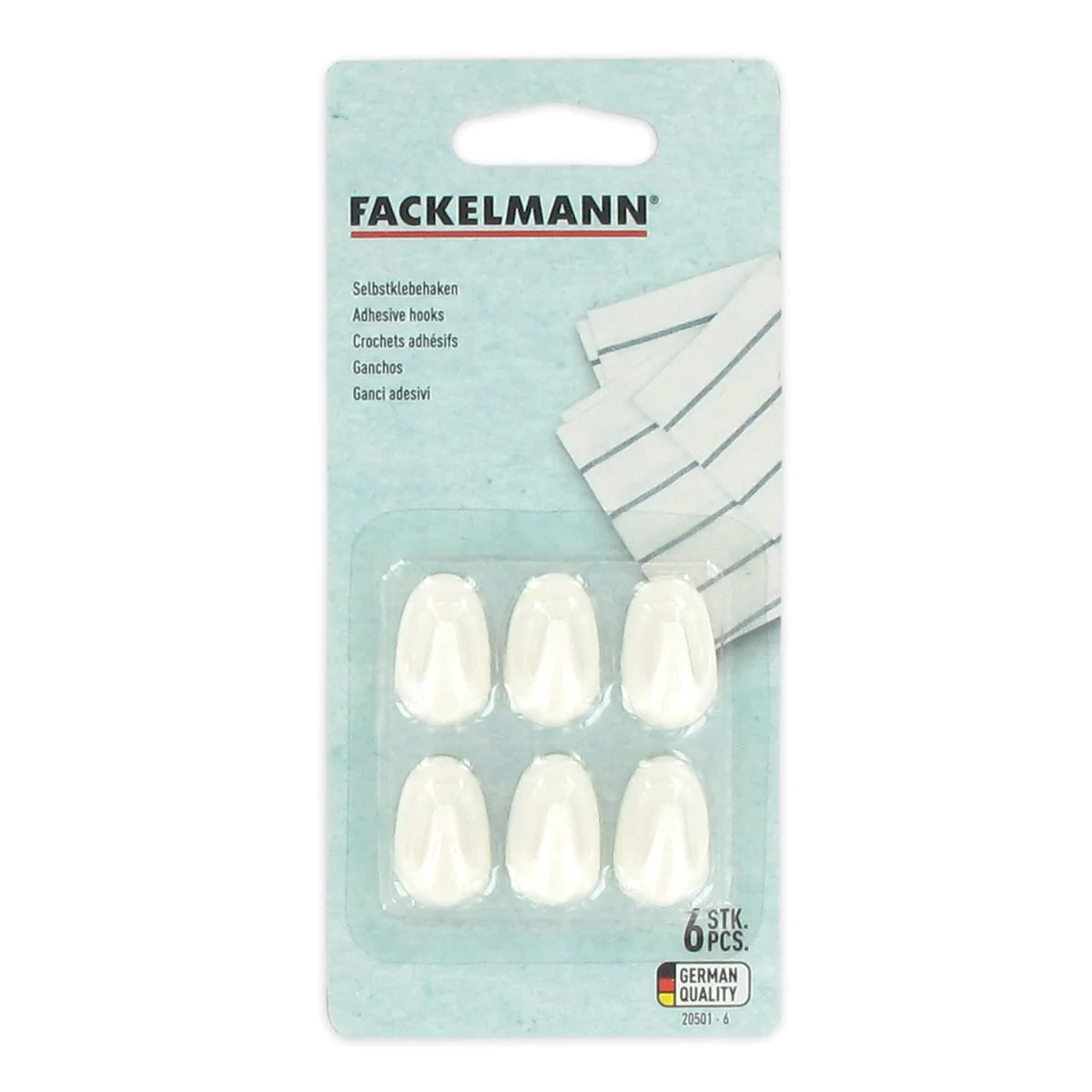 Lot de 6 mini crochets adhésifs blancs Tecno Fackelmann