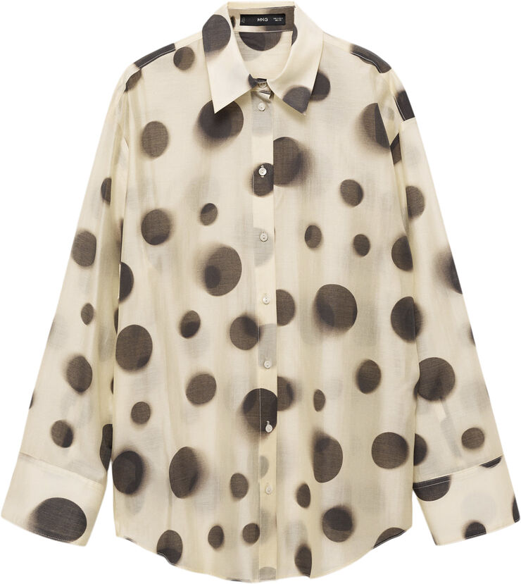 MANGO Polka dot lyocell shirt Light beige