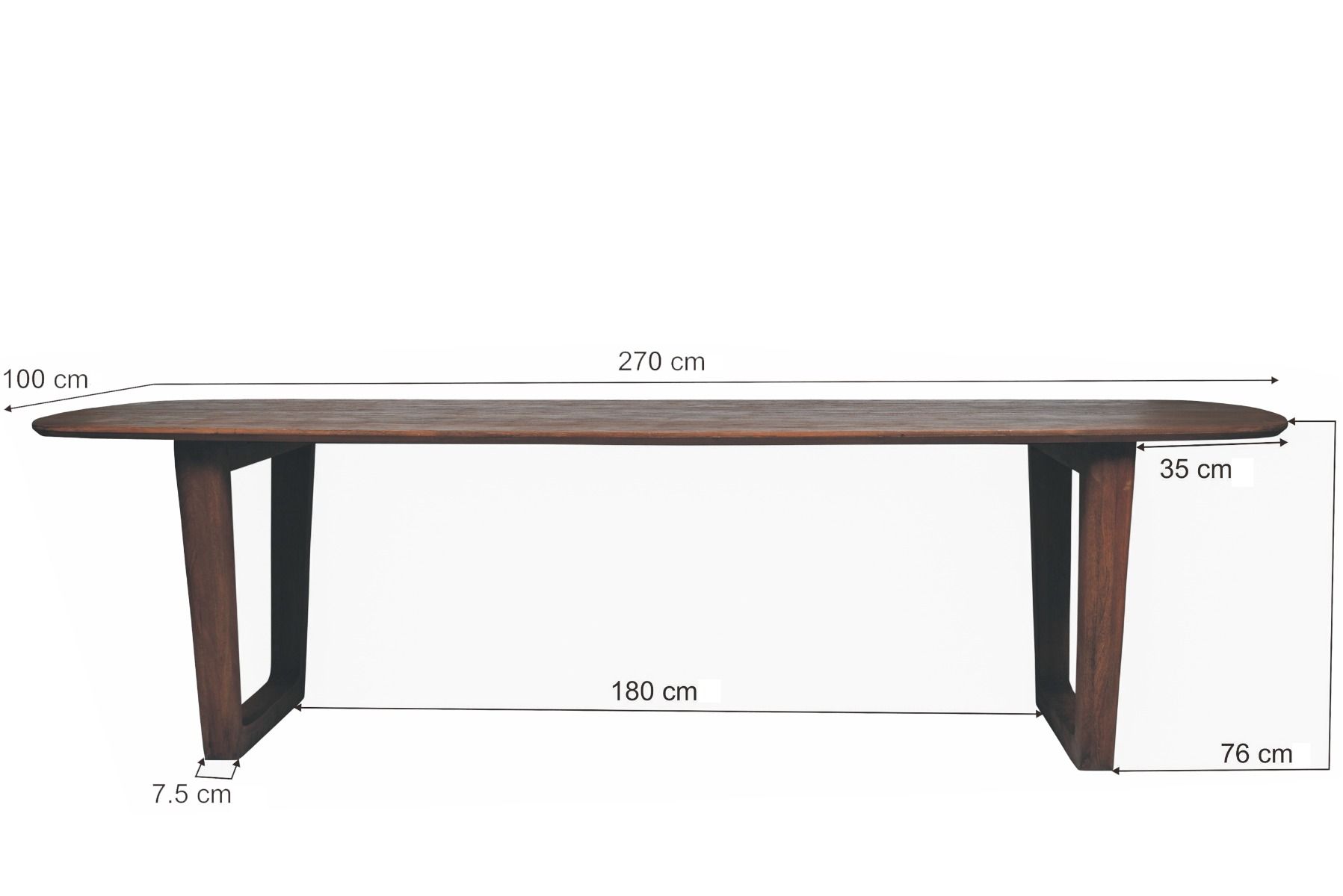 Eettafel  Cortez B270 x D100 x H76 cm