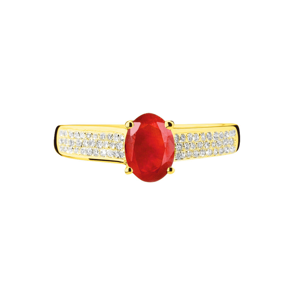 Bague Crista Or Jaune Rubis Et Diamant