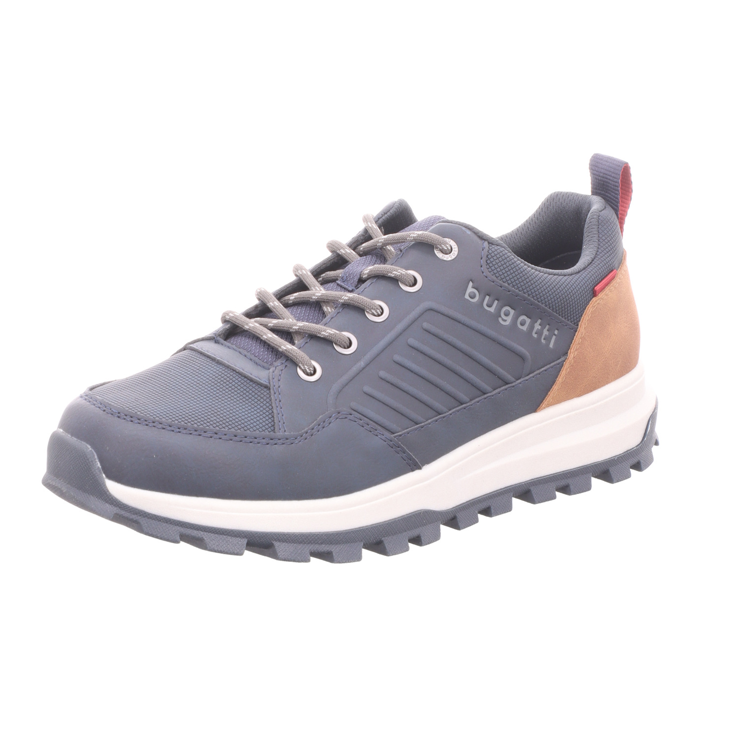 Bugatti Herren-Schnürhalbschuh Columb Blau-Braun-Weiß
