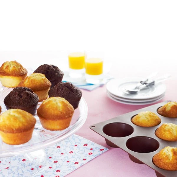 Lot de 2 Flexi'plaques en silicone 12 muffins et 20 mini-muffins Matho